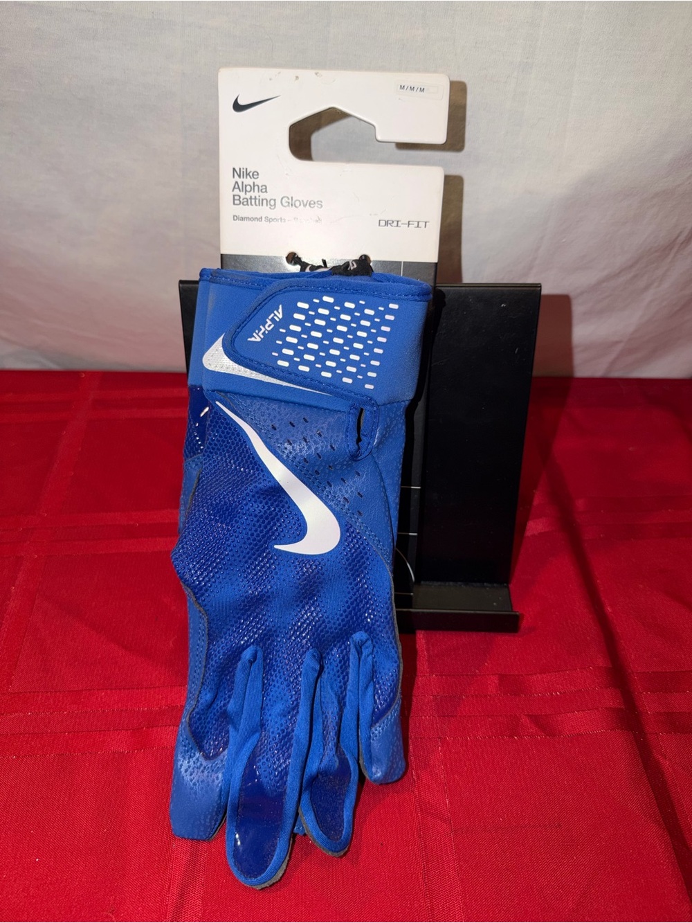 Nike Alpha Batting Gloves - Royal Blue with White Swoosh